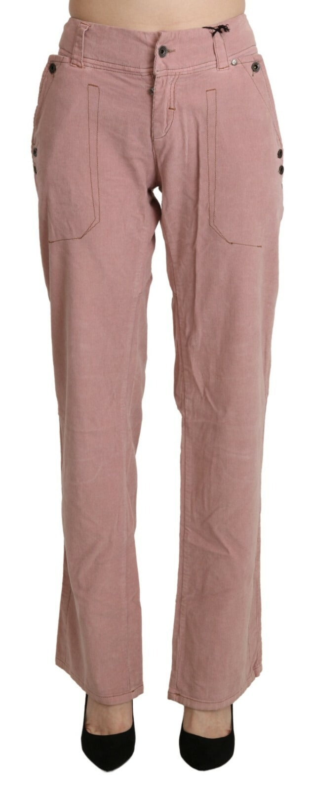 Ermanno Scervino Cotton Pink High Waist Straight Trouser Pants